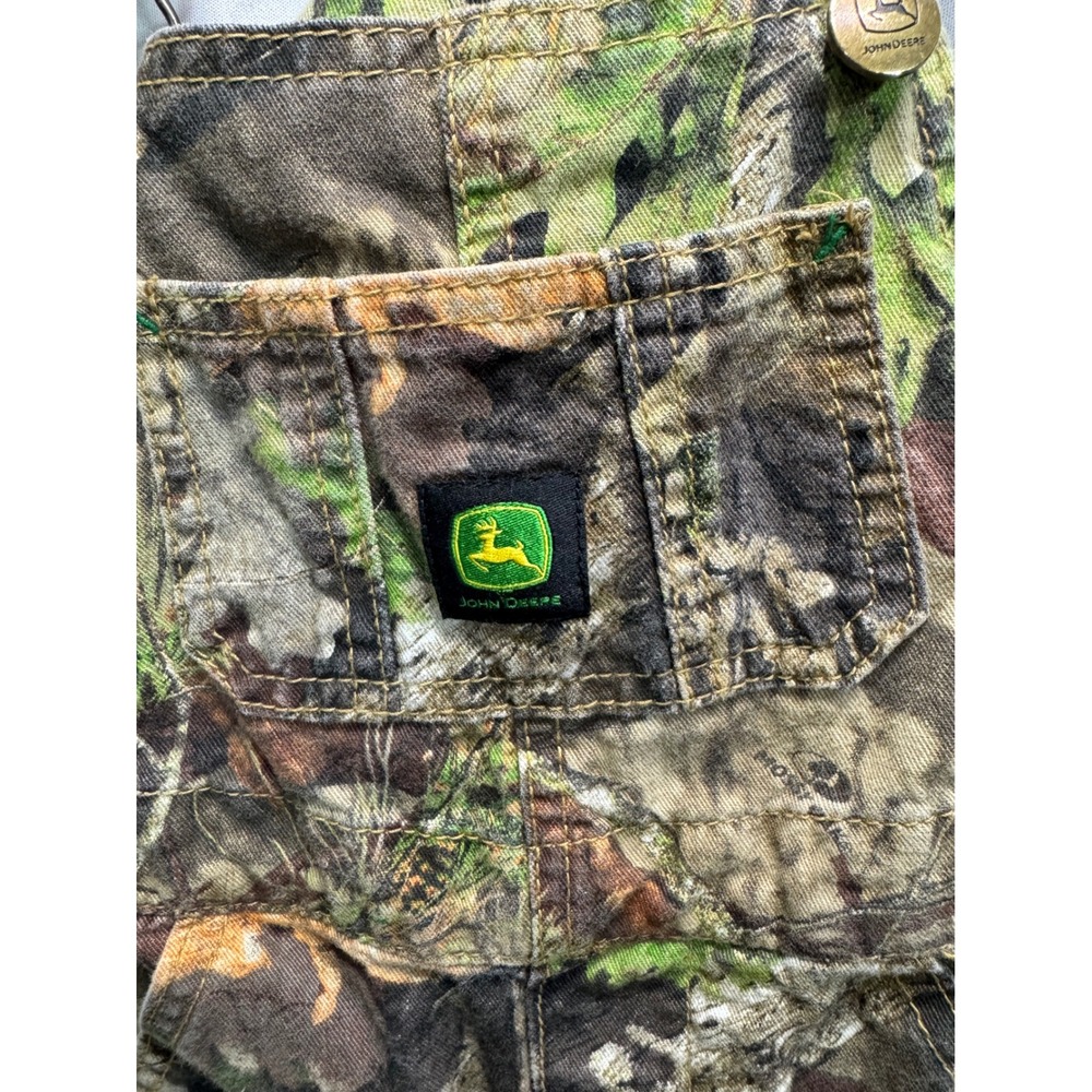 John Deere Toddler 3T Mossy Oak Camo Overalls Cotton Bib Hunting Workwear 3N/3B - Picture 3 of 7